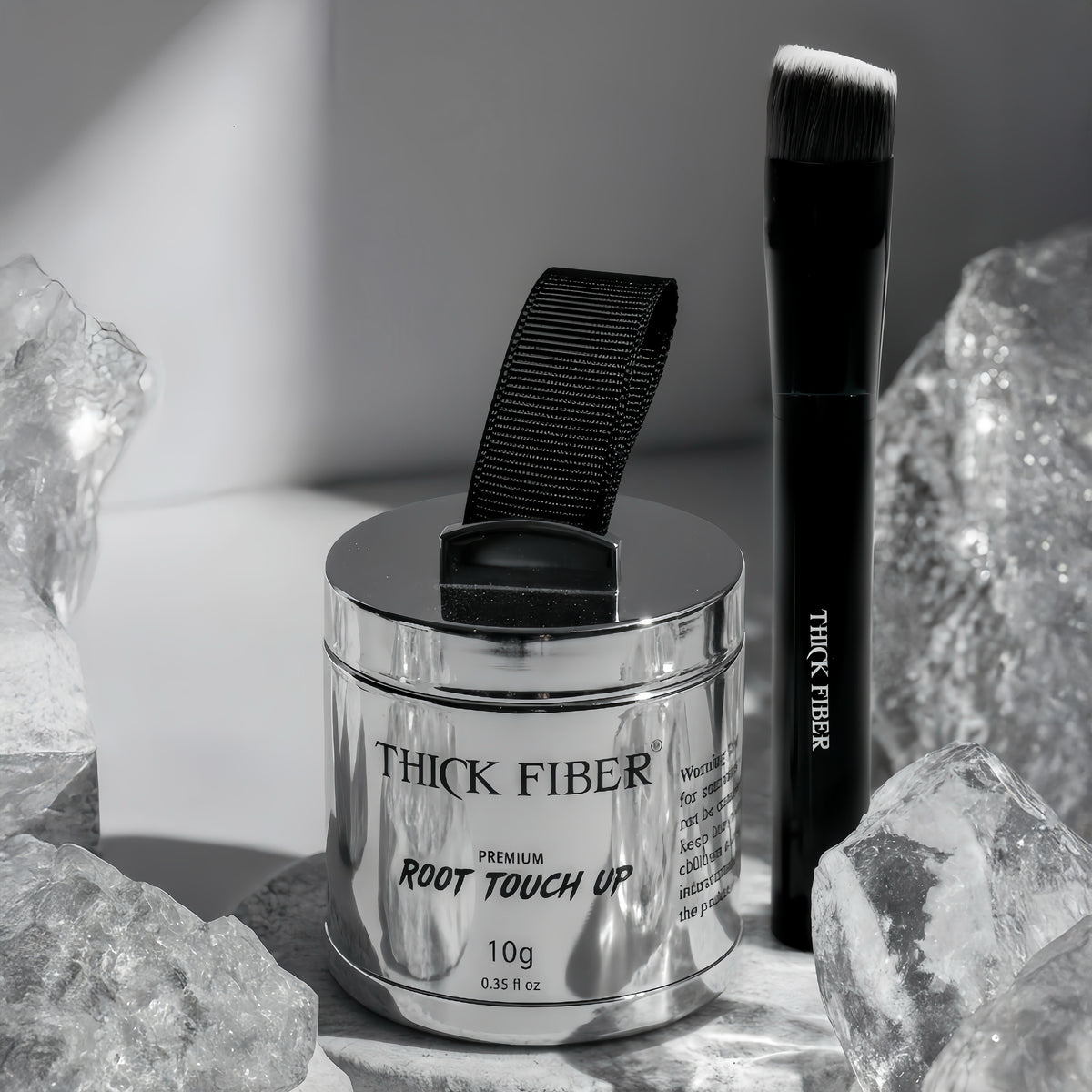 THICK FIBER Root Touch Up & Hairline Powder with Brush (Dark Brown ...