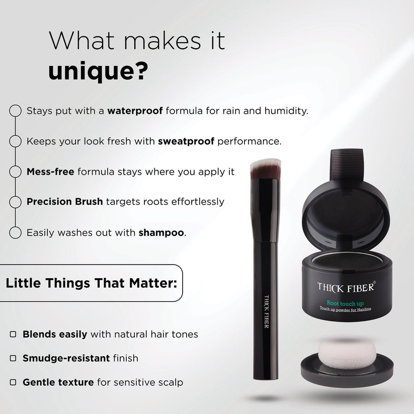 THICK FIBER Root Touch Up & Hairline Powder with Brush (Dark Brown ...